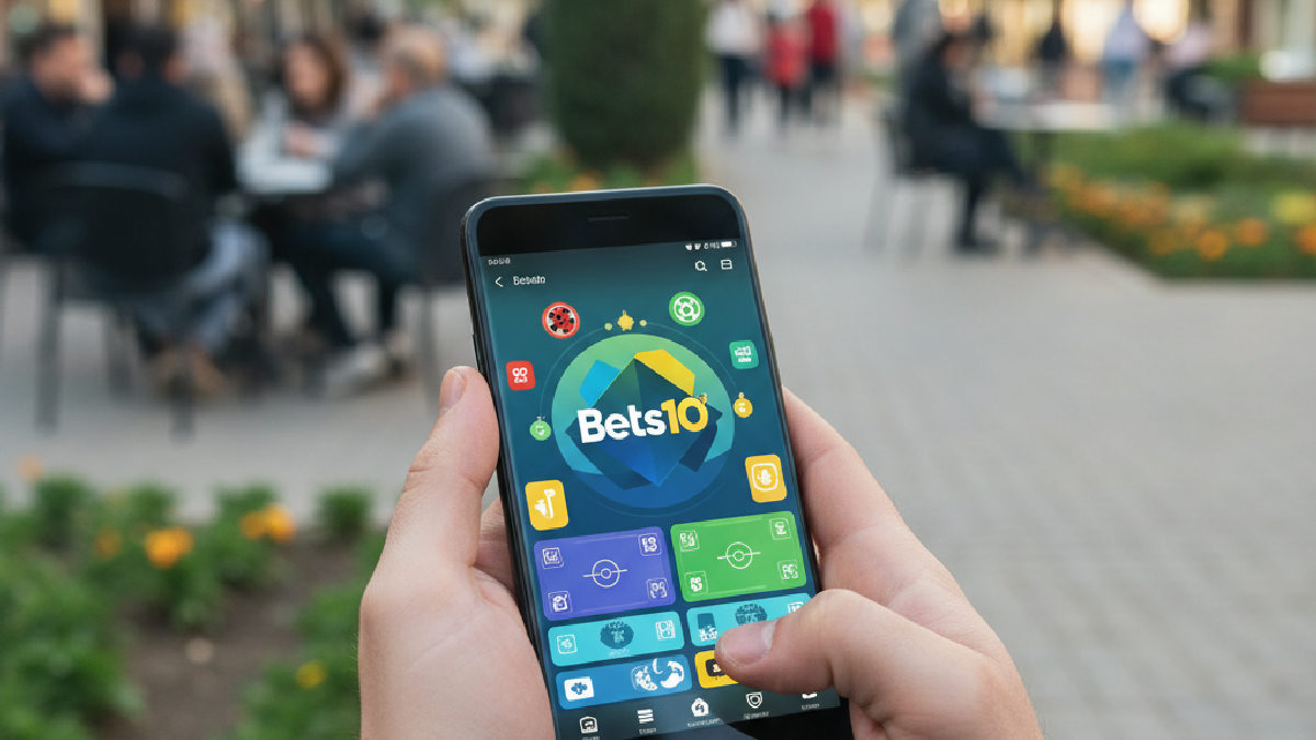 Bets10 mobil uygulamasının sunduğu pratik ve hızlı kullanım deneyimini vurgulayan bir tasarım.